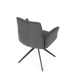 Židle jídelní, šedá látka, 360° vratný mechanismus, černý kov DCH-D1328 GREY2