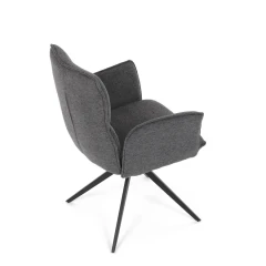 Židle jídelní, šedá látka, 360° vratný mechanismus, černý kov DCH-D1328 GREY2