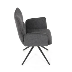 Židle jídelní, šedá látka, 360° vratný mechanismus, černý kov DCH-D1328 GREY2