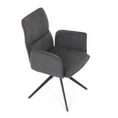 Židle jídelní, šedá látka, 360° vratný mechanismus, černý kov DCH-D1328 GREY2