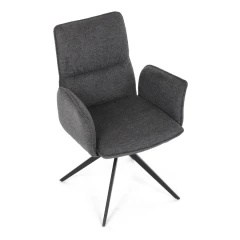 Židle jídelní, šedá látka, 360° vratný mechanismus, černý kov DCH-D1328 GREY2