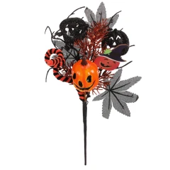 Větev umělá - přízdoba na Halloween, oranžovo-černá KUY114