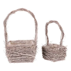 Obal proutěný - hranatý košík, šedý, cena za sadu 2 ks OC4202 GREY