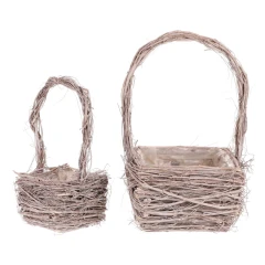 Obal proutěný - hranatý košík, šedý, cena za sadu 2 ks OC4202 GREY