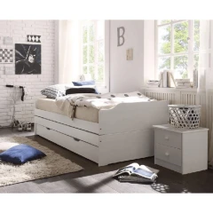 Postel s výsuvnými přistýlkami, bílá, masiv, 90x200, FLOPY Postel s výsuvnými přistýlkami, bílá, masiv, 90x200, FLOPY