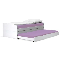 Postel s výsuvnými přistýlkami, bílá, masiv, 90x200, FLOPY Postel s výsuvnými přistýlkami, bílá, masiv, 90x200, FLOPY
