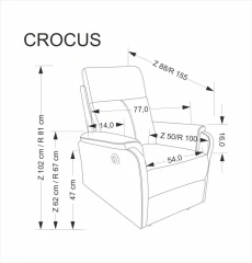 CROCUS fotel wypoczynkowy z funkcją elektrycznego rozkładania, beżowy (1p=1szt) CROCUS fotel wypoczynkowy z funkcją elektrycznego rozkładania, beżowy (1p=1szt)