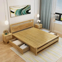 Manželská postel, 160x200, masivní dřevo, přírodní, SHEILA