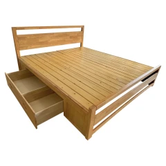 Manželská postel, 160x200, masivní dřevo, přírodní, SHEILA