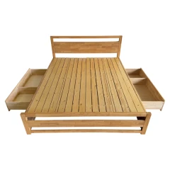 Manželská postel, 160x200, masivní dřevo, přírodní, SHEILA