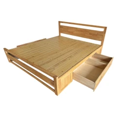 Manželská postel, 160x200, masivní dřevo, přírodní, SHEILA
