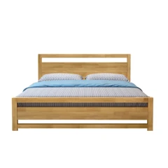 Manželská postel, 160x200, masivní dřevo, přírodní, SHEILA