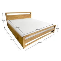 Manželská postel, 160x200, masivní dřevo, přírodní, SHEILA