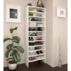 Vysoký regál/botník, bílá, OSKI