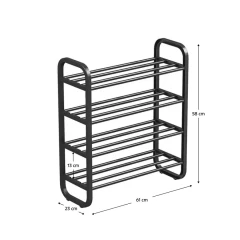 Botník, 4-policový, černá, FERRUM