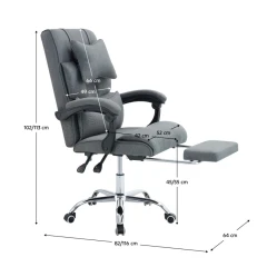 Kancelářské křeslo s výsuvnou podnoží, šedá/chrom, WALDOR NEW