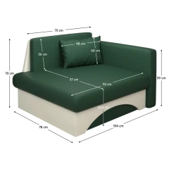 Rozkládací křeslo, zelená/béžová, KUBOŠ NEW UNI