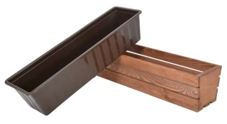 Truhlík MODERN 61 cm - s plastovým květináčem, hnědá