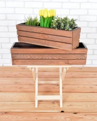 Truhlík MODERN 61 cm - s plastovým květináčem, hnědá