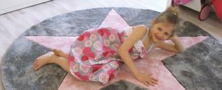 Dětský koberec STAR růžová/bílá