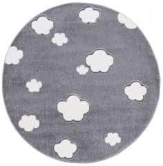 Dětský kulatý koberec MRÁČKY stříbrnošedý