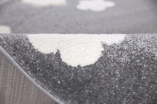 Dětský kulatý koberec MRÁČKY stříbrnošedý