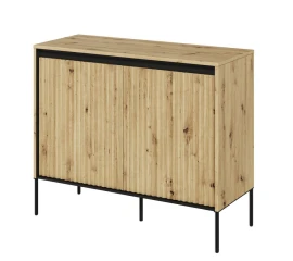 Komoda 2D s LED IPOLIS dub artisan/černá