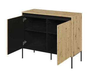 Komoda 2D s LED IPOLIS dub artisan/černá