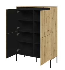 Komoda 4D s LED IPOLIS dub artisan/černá