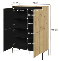 Komoda 4D s LED IPOLIS dub artisan/černá