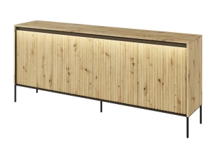 Komoda 4D nizká s LED IPOLIS - dub artisan