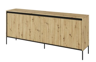 Komoda 4D nizká s LED IPOLIS dub artisan/černá