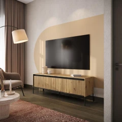 Televizní stolek 4D s LED 167 IPOLIS dub artisan/černá