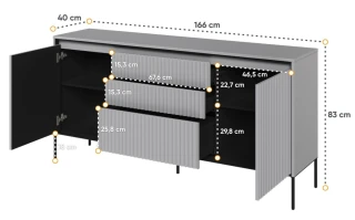 Komoda 2D3S s LED IPOLIS šedá/černá