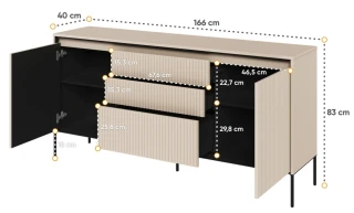 Komoda 2D3S s LED IPOLIS písková/černá