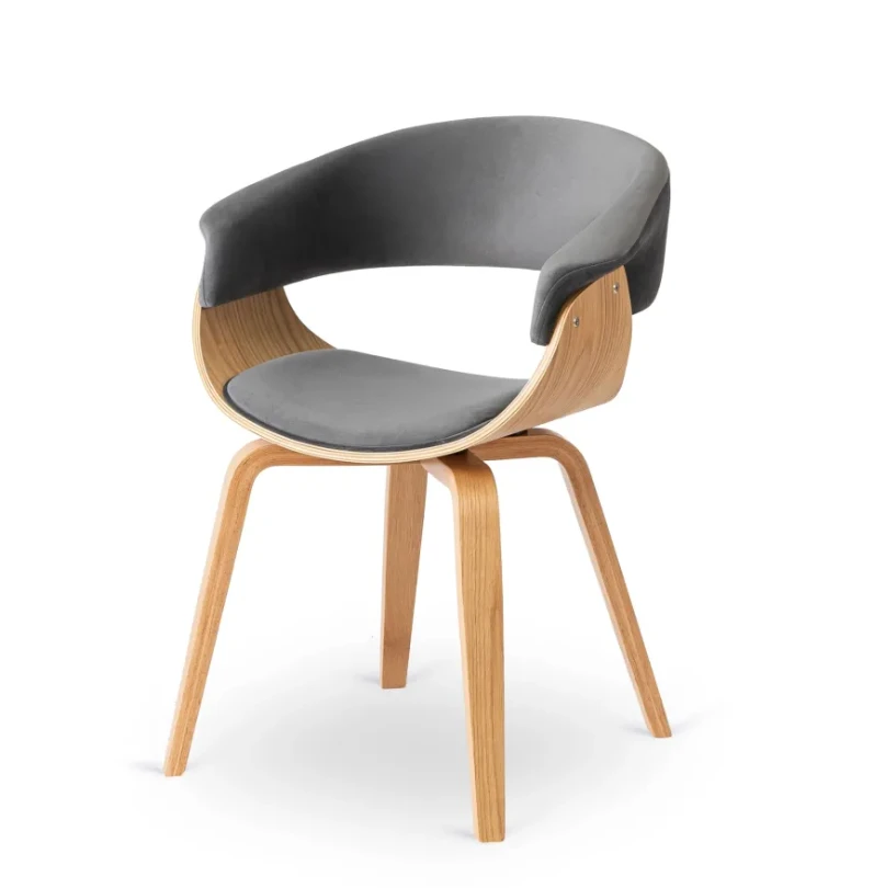 Jídelní židle Gary - dub/látka welur šedá