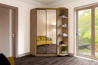 Rohová šatní skříň CORA 110 – sonoma/zrcadlo č.4 Rohová šatní skříň CORA 110 – sonoma/zrcadlo č.4