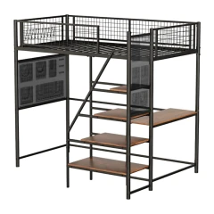 Vyvýšená postel se zábranou, 90x200, černá, NIVEN Vyvýšená postel se zábranou, 90x200, černá, NIVEN