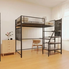 Vyvýšená postel se zábranou, 90x200, černá, NIVEN Vyvýšená postel se zábranou, 90x200, černá, NIVEN