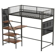 Vyvýšená postel se zábranou, 90x200, černá, NIVEN Vyvýšená postel se zábranou, 90x200, černá, NIVEN