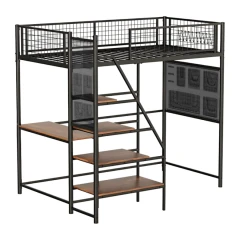 Vyvýšená postel se zábranou, 90x200, černá, NIVEN Vyvýšená postel se zábranou, 90x200, černá, NIVEN