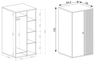 Šatní skříň CALI C1 - dub artisan/černá č.4 Šatní skříň CALI C1 - dub artisan/černá č.4