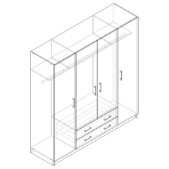 Skříň ESO 4dveřová 51540 dub Skříň ESO 4dveřová 51540 dub