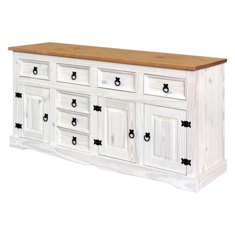 Komoda 3 dveře + 7 zásuvek CORONA bílý vosk Komoda 3 dveře + 7 zásuvek CORONA bílý vosk
