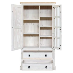 Vitrína 2 dveře + 2 zásuvky CORONA bílý vosk Vitrína 2 dveře + 2 zásuvky CORONA bílý vosk