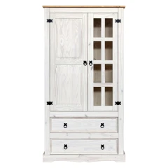 Vitrína 2 dveře + 2 zásuvky CORONA bílý vosk Vitrína 2 dveře + 2 zásuvky CORONA bílý vosk