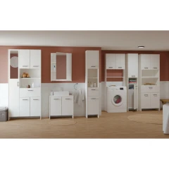 Vysoká skříňka 4 dveře + 1 zás. KORAL bílá