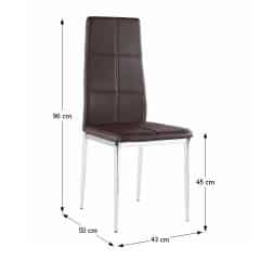 Židle LERA - hnědá ekokůže / chrom č.2