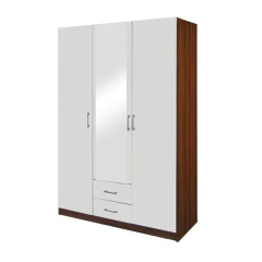 Skříň rohová ESO 61550 ořech/bílá | ATAN nábytek Skříň ESO 3dveřová 61530 ořech/bílá