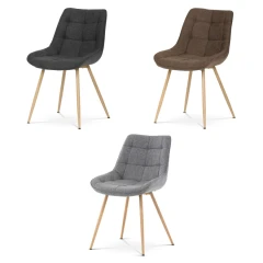 Židle jídelní, černá látka, kovové nohy, 3D dekor dub CT-394 BK2